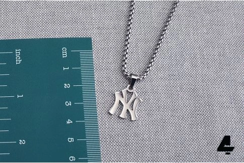 "NY" chain & pendant (New York Yankees - baseball), high-end stainless steel