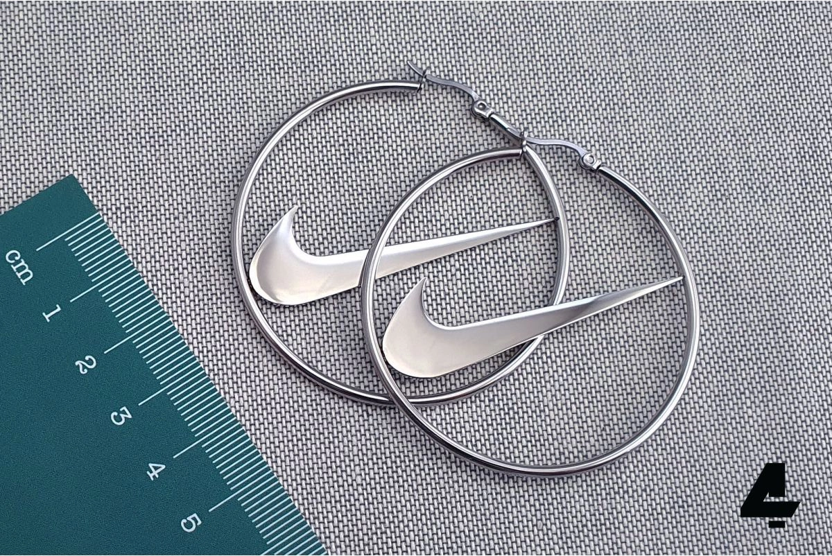 "Big Swoosh" earrings (Nike-inspired rings), high-quality stainless steel, high quality stainless steel