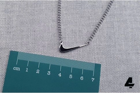 Silver/black "Swoosh" chain & pendant for men and women (Nike-inspired), premium stainless steel