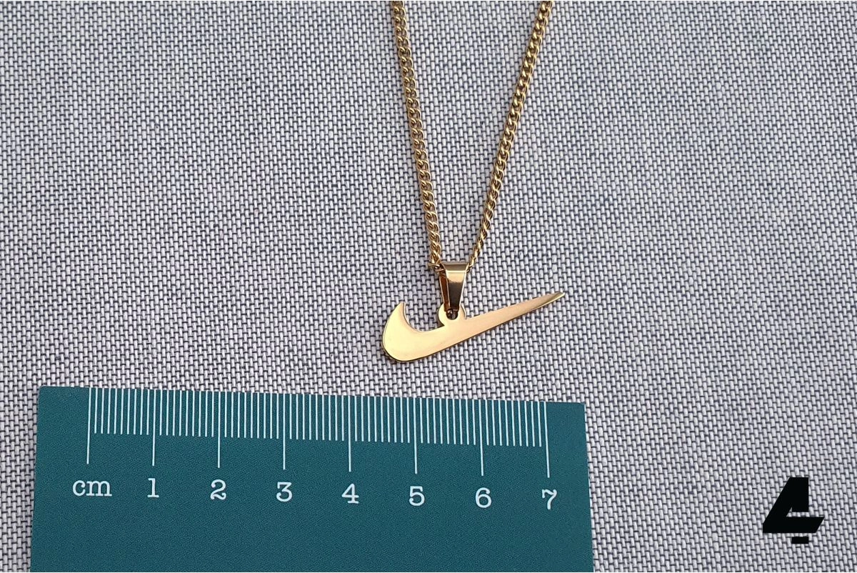 18k gold nike swoosh necklace, ♕ Necklace length: 18